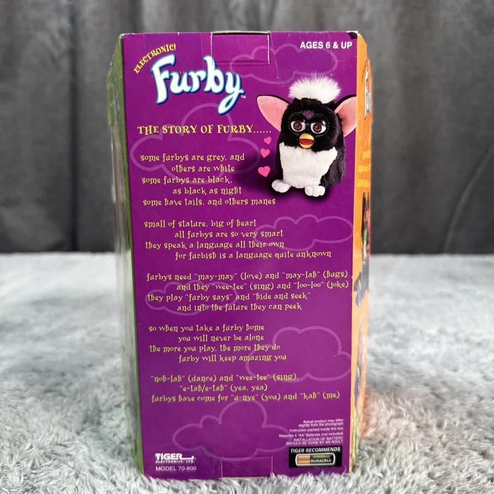 1998 Tiger Furby 70-800 Electronic Interactive Toy Tan And White With Blue Eyes